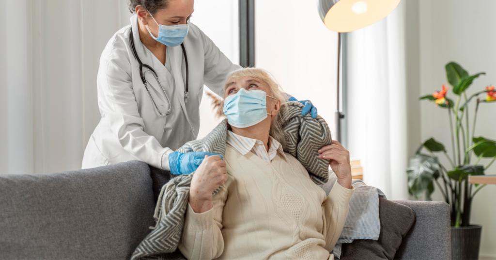 Providing health care assistance to an old lady